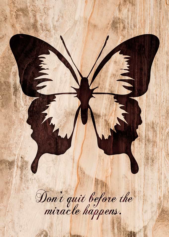 Wood Butterfly Quote