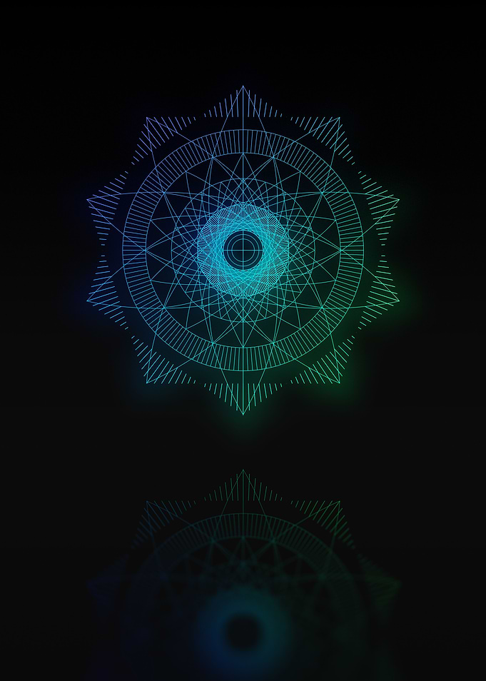 Neon Geometric Glyph Sign