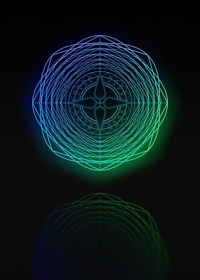 Neon Geometric Glyph Sign