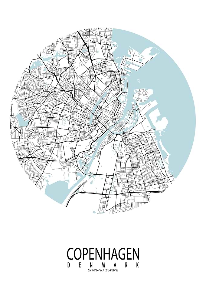 Copenhagen City Map Circle
