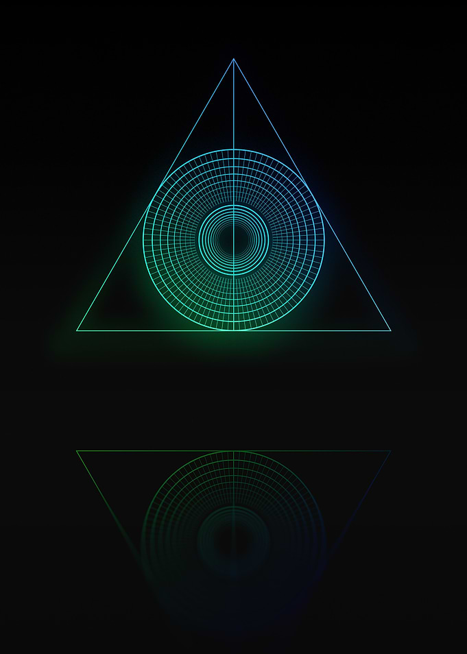 Neon Geometric Glyph Sign