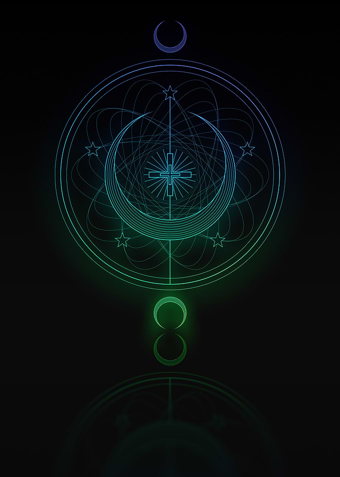 Neon Geometric Glyph Sign
