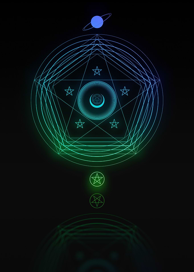 Neon Geometric Glyph Sign