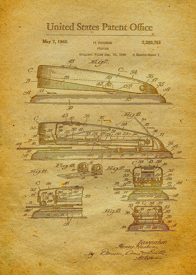 113 Stapler Patent Print
