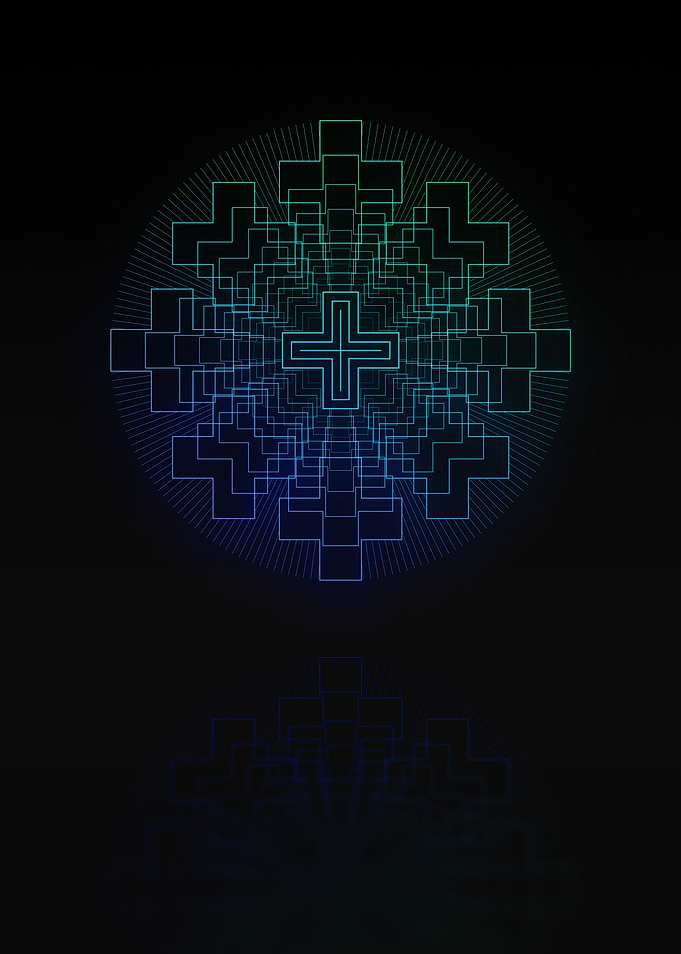 Neon Geometric Glyph Sign