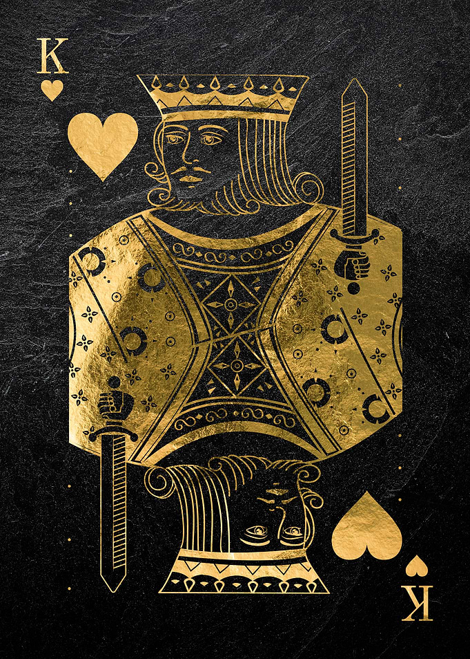 Playing card King Hearts