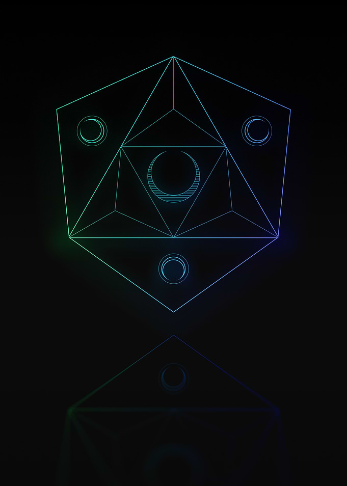 Neon Geometric Glyph Sign