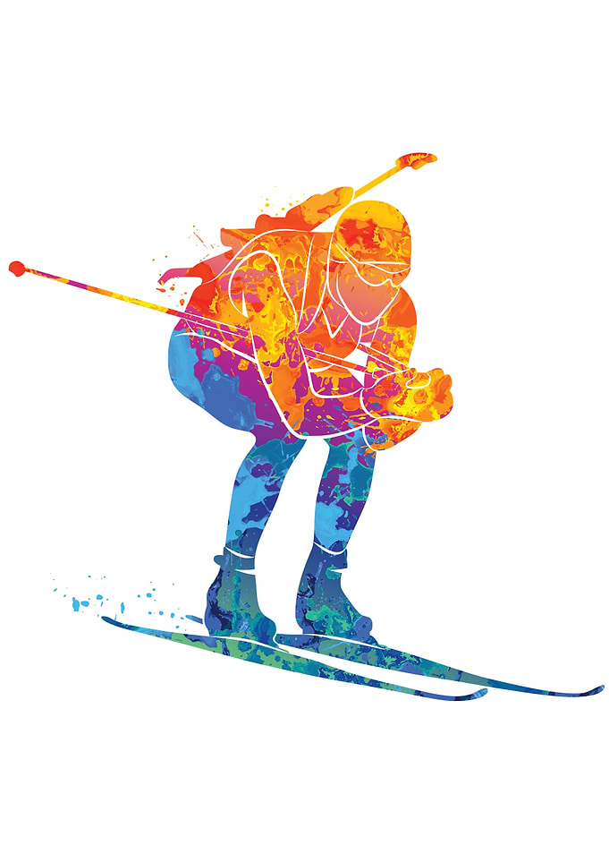 Watercolor Ski Biathlon