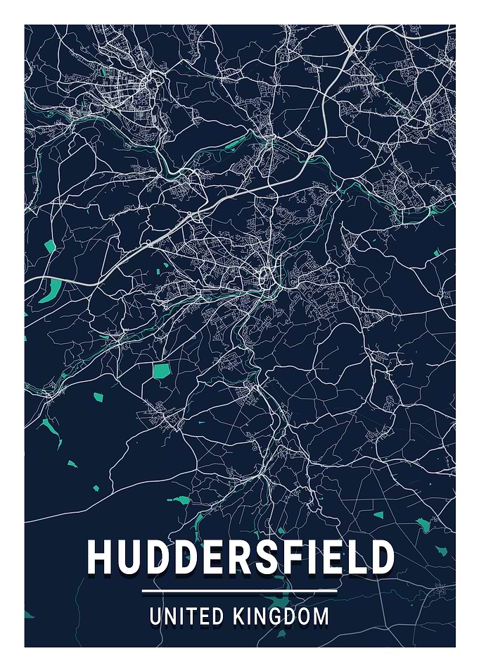 Huddersfield Blue Dark Map