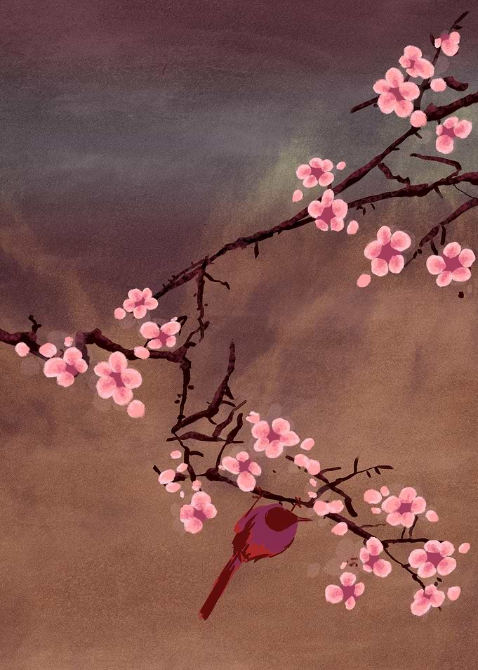Moon bird and blossom 3