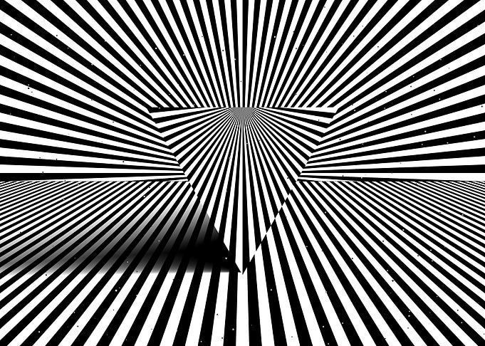 Triangle with striped line