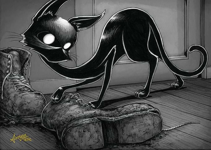 Boo Kitty Pokes a Boot