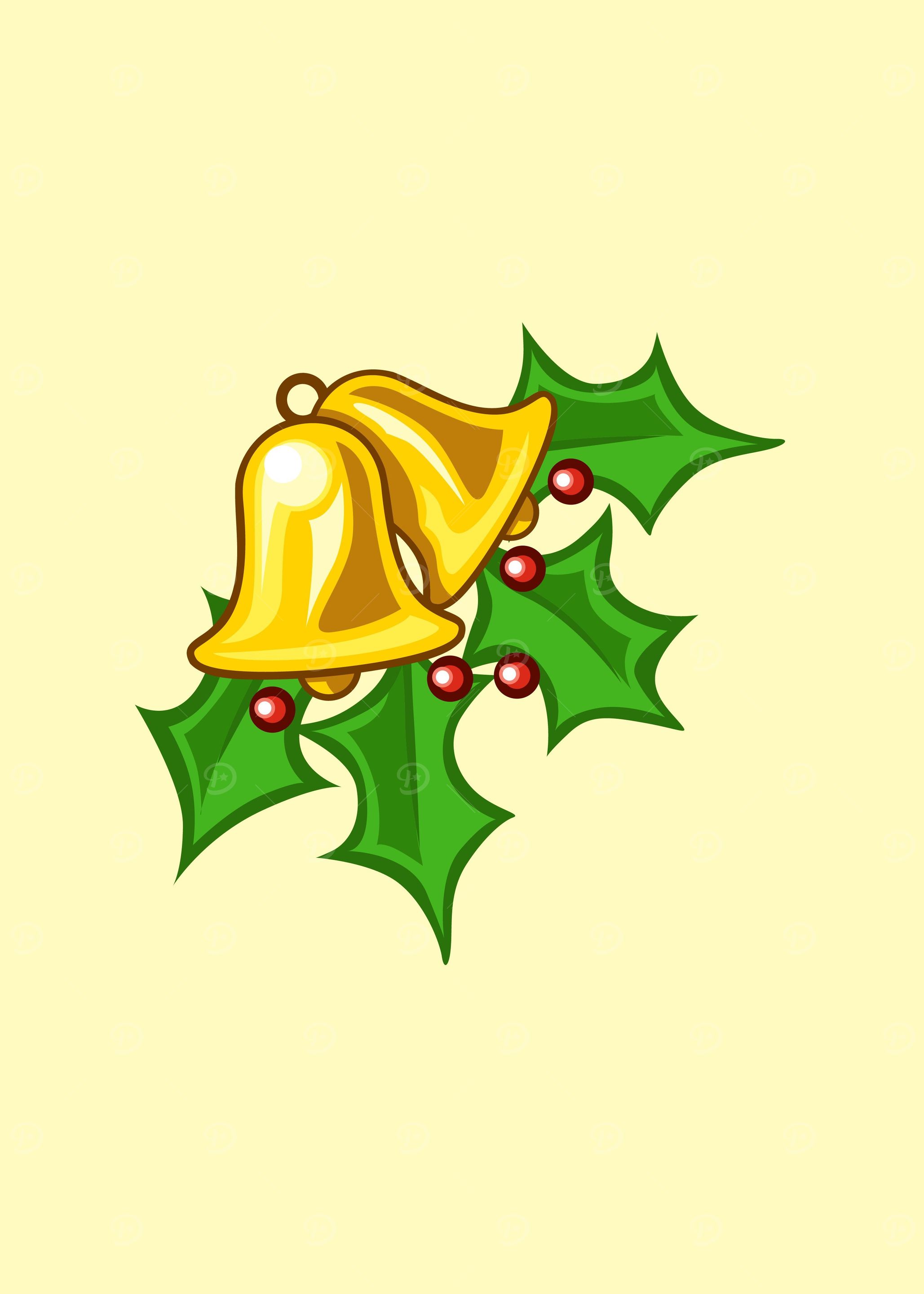 Xmas holly leaf with bells