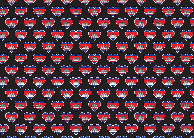 Love Cambodia flag Motif