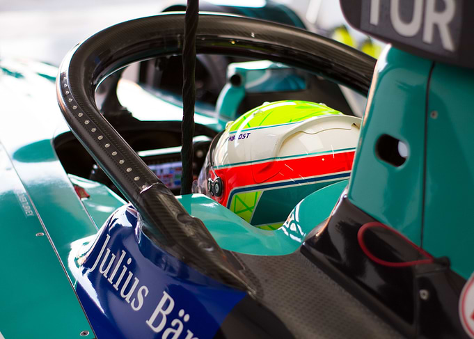 Formula E Driver in car
