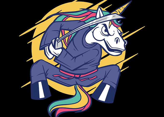 Rainbow Unicorn Samurai Un