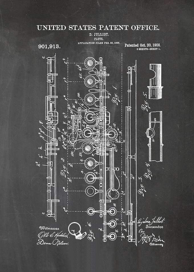 9 1908 Flute Patent