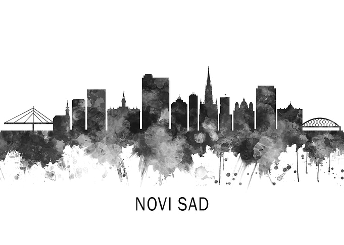 Novi Sad Serbia Skyline BW