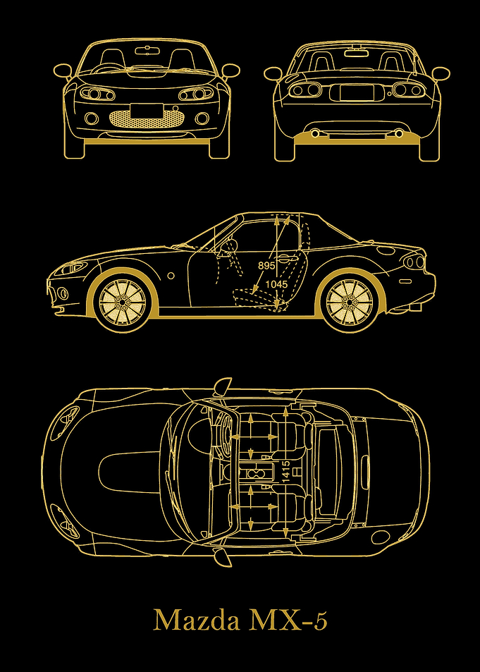 Mazda MX5 Blueprint gold
