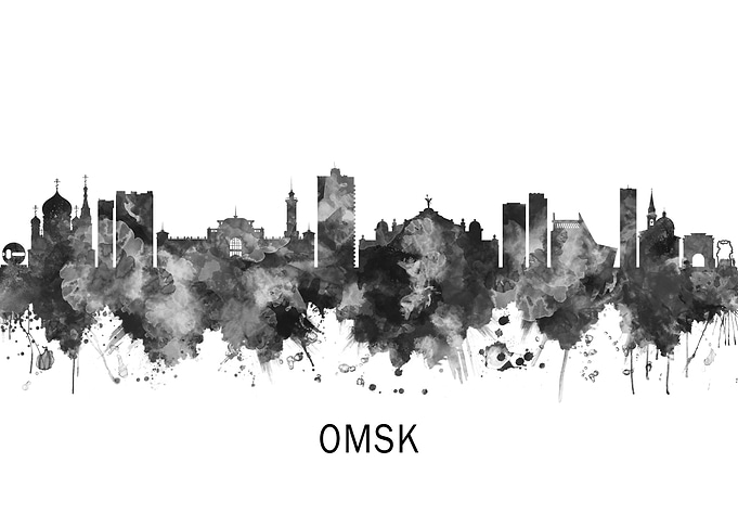Omsk Russia Skyline BW