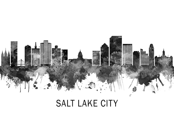 Salt Lake City Skyline BW
