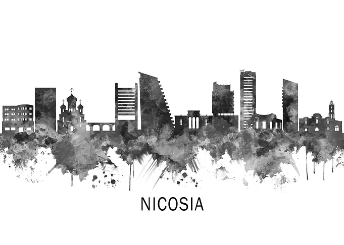 Nicosia Cyprus Skyline BW