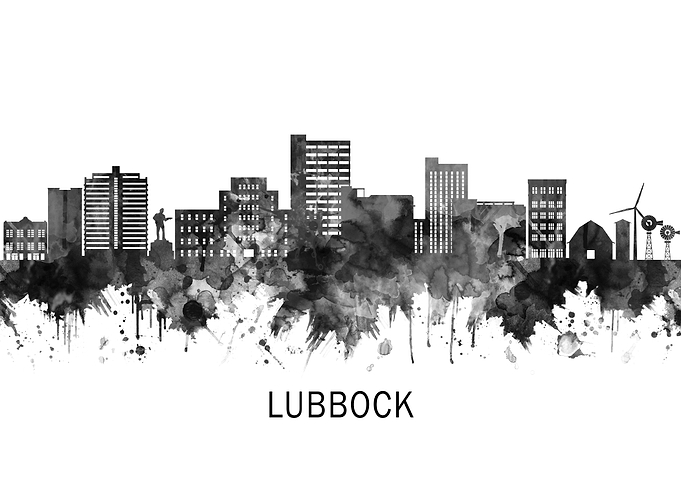 Lubbock Texas Skyline BW