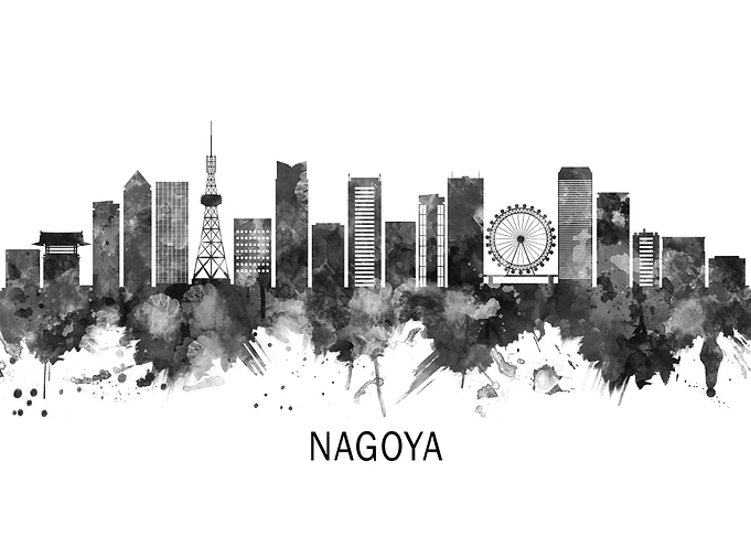 Nagoya Japan Skyline BW