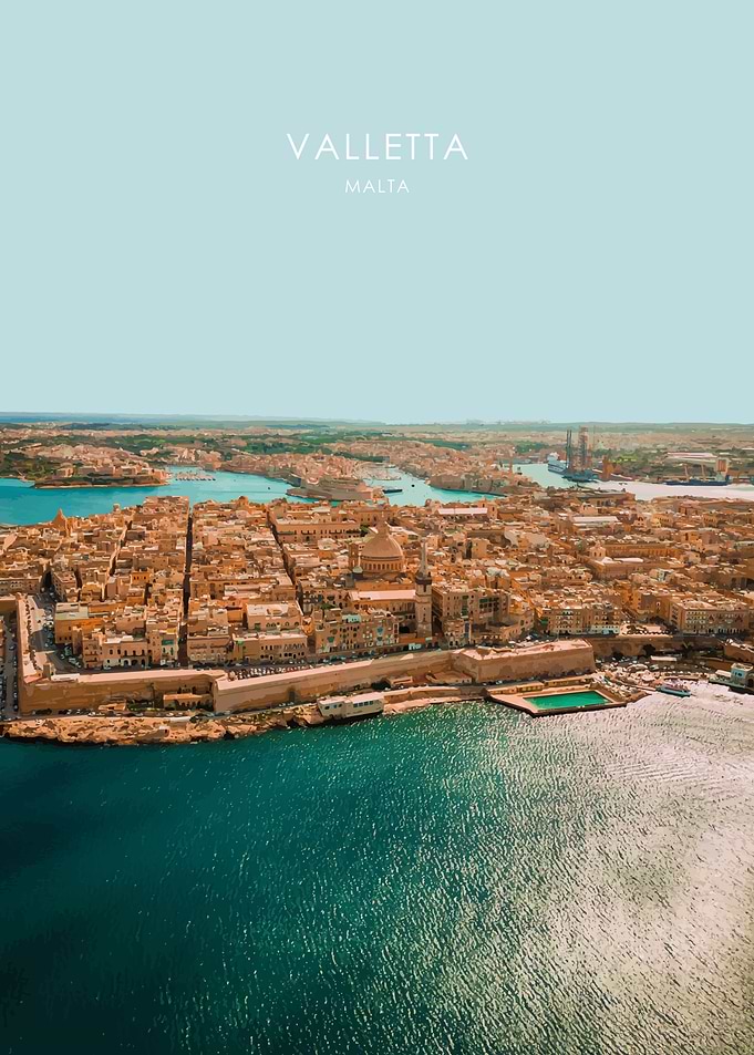 Valletta Malta Skyline Art