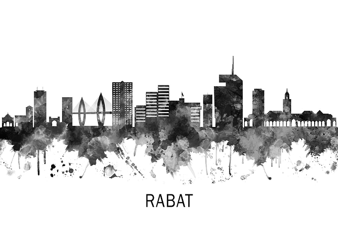 Rabat Morocco Skyline BW