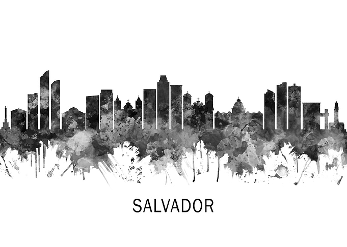 Salvador Brazil Skyline BW