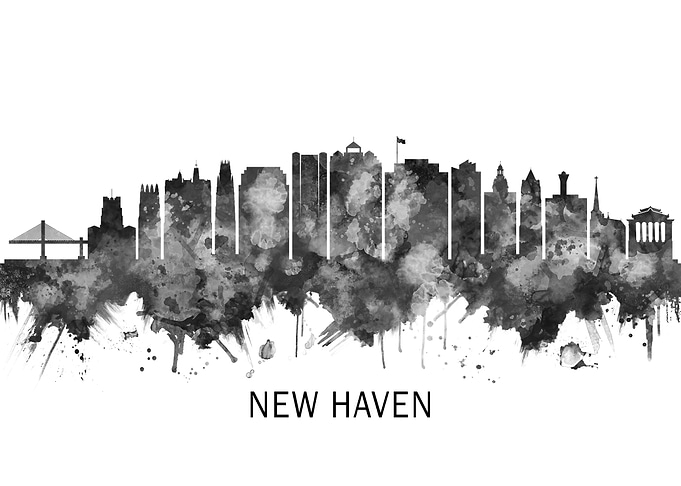 New Haven Skyline BW