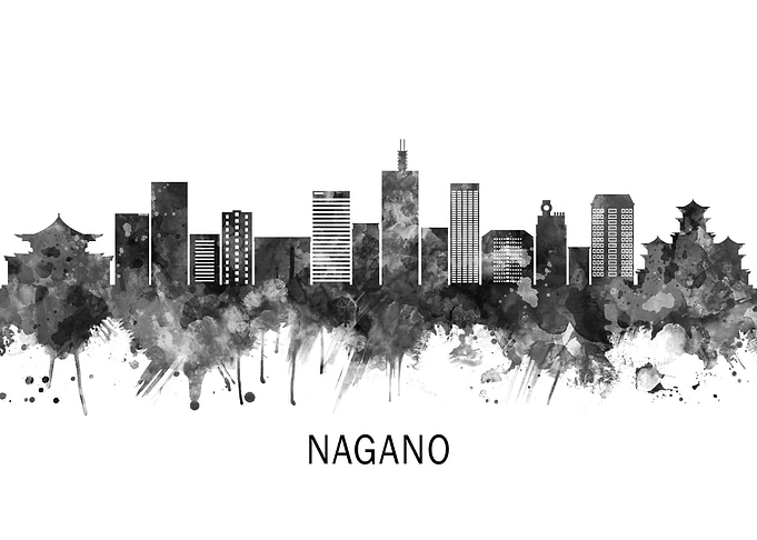 Nagano Japan Skyline BW
