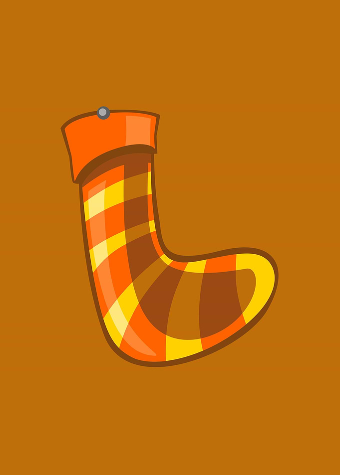 Orange sock knitted