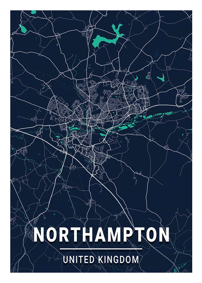 Northampton Blue Dark Map