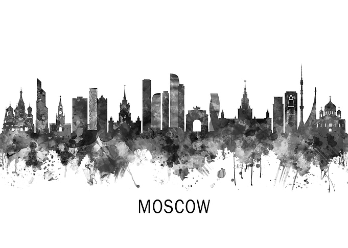 Moscow Russia Skyline BW