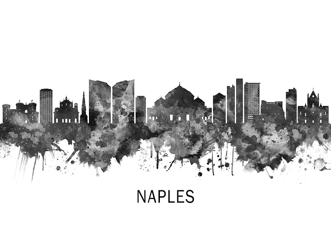 Naples Italy Skyline BW