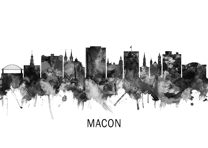 Macon Georgia Skyline BW