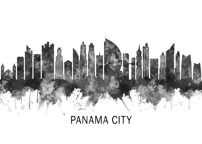Panama City Skyline BW