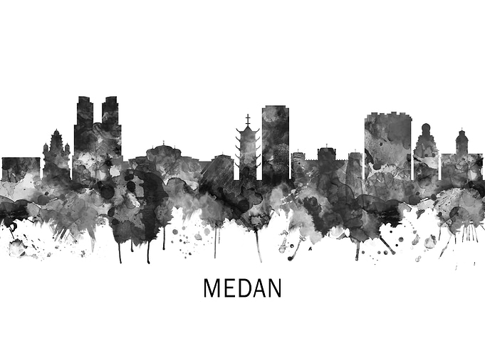 Medan Indonesia Skyline BW