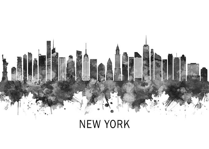 New York USA Skyline BW
