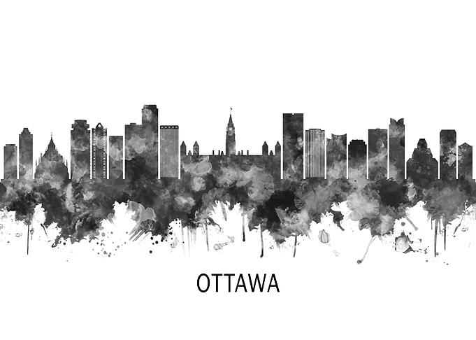 Ottawa Canada Skyline BW