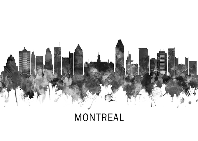 Montreal Canada Skyline BW