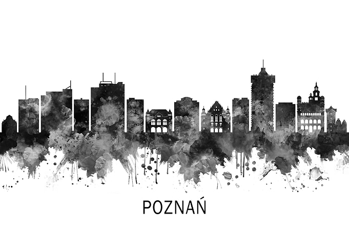 Poznan Poland Skyline BW