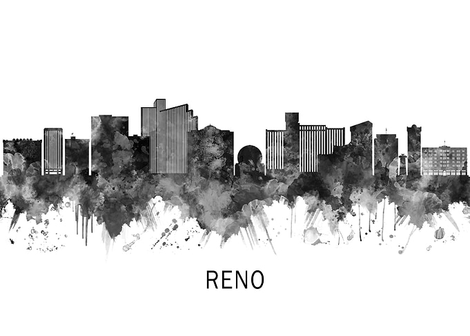 Reno Nevada Skyline BW