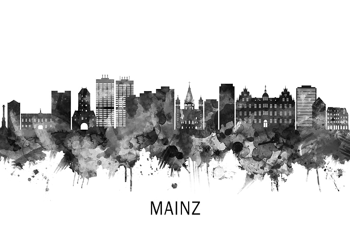Mainz Germany Skyline BW