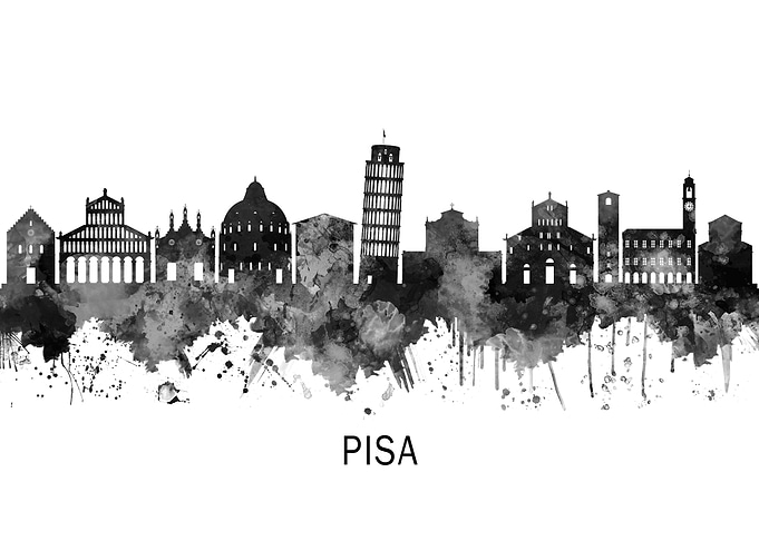 Pisa Italy Skyline BW