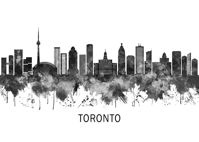 Toronto Canada Skyline BW