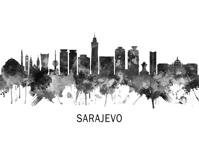 Sarajevo Skyline BW