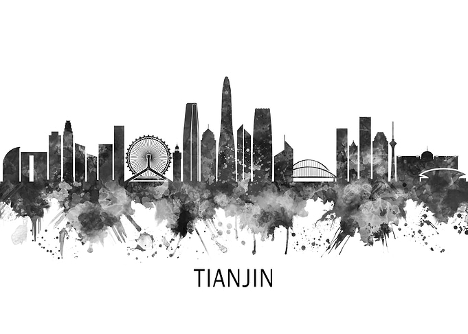 Tianjin China Skyline BW